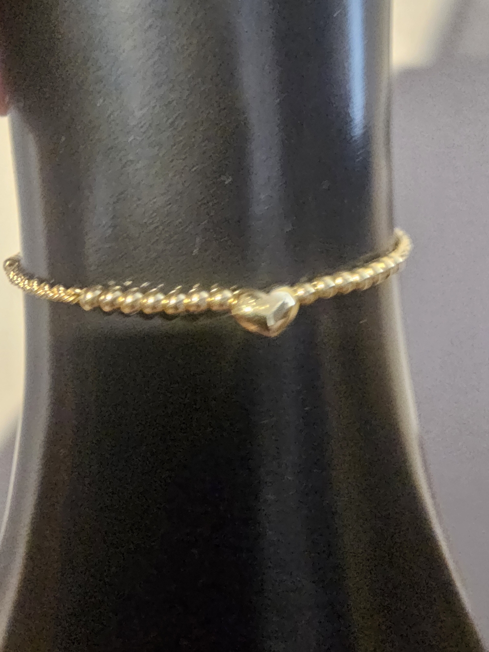 DAINTY 18K REAL Gold Heart Charm Paperclip Chain BRACELET  - Women Jewelry
